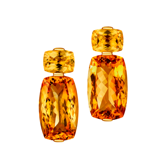 AUTUMN SUNSET Earrings Autumn Sunset Citrine-Earrings with Orange Yellow Citrines Rose-Gold Customized Citrine-Earrings Rose-Gold-Earrings Gold-Earrings Citrine-Gold-Earrings