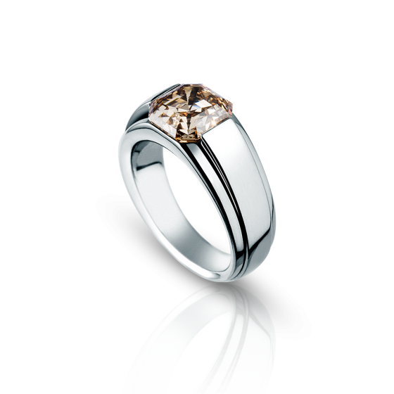 ARCHITECT Ring architect diamond ring 3.23 carat engagement-ring with yellow-brown diamonds octagonal cut platinum iridium platinum-rings engagement-rings iridium-ring iridium engagement-rings diamond platinum iridium engagement-ring