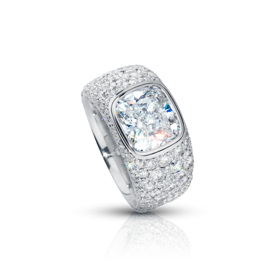 DIAMOND FRAME Ring engagement-ring diamond frame diamond-ring with white diamond 2.4 carat in cushion cut white diamonds bedded 750/000 white gold diamond-engagement-ring gold-engagement-rings diamond gold engagement rings