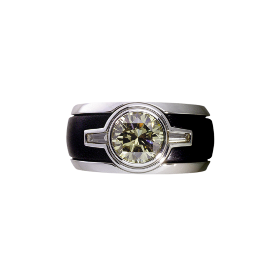 CLASSIC Ring Klassisch Diamantring Diamant 2,8 Karat Platinring indischem Ebenholzring Unikatring Zeitloser klassischer Schmuck Edeldesign aus München