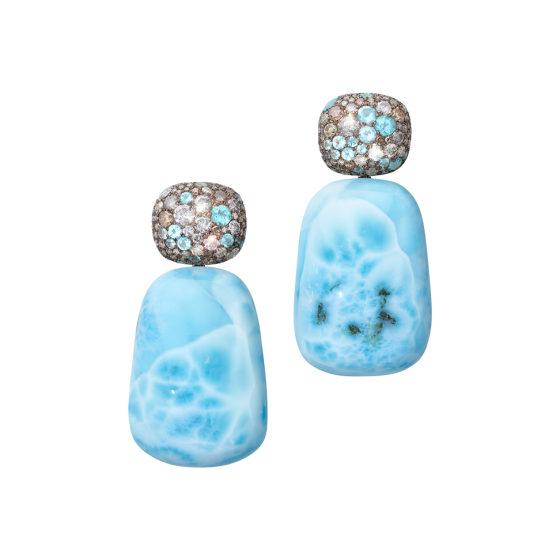 COASTAL Thomas-Jirgens Blaue-Edelsteine Statement-Earrings Paraiba tourmaline Custommade-jewelry Diamond-earrings rare-gemstones unique-jewellery Larimar