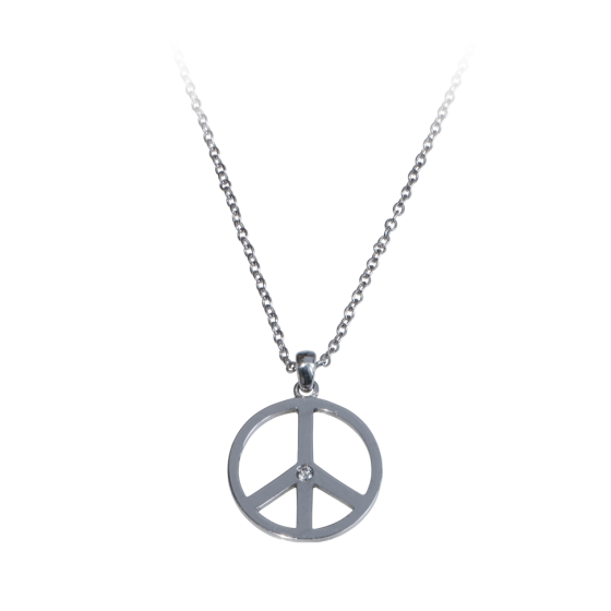 PEACE Pendant peace diamond peace pendant diamond-pendant diamond-necklace in white-gold gold-pendant gold-necklace white gold necklace diamond peace sign