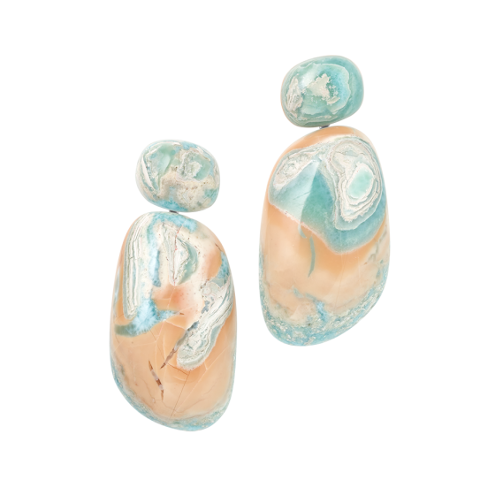 ATOLL Atoll-Ohrringe Larimar-Schmuck Blaues-Mineral Atlantisstein Facetten Diamant-Schmuck Juwelenkunst Maßanfertigung Cabochons 