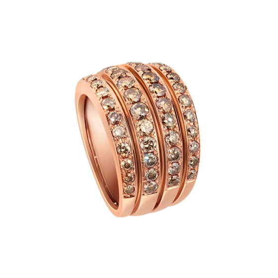 FOUR IN ONE Ring vier-in-eins braunen Diamanten Diamantring in 750/000 Roségold Rose-gold Diamantgoldring Ringherstellung in München THOMAS JIRGENS