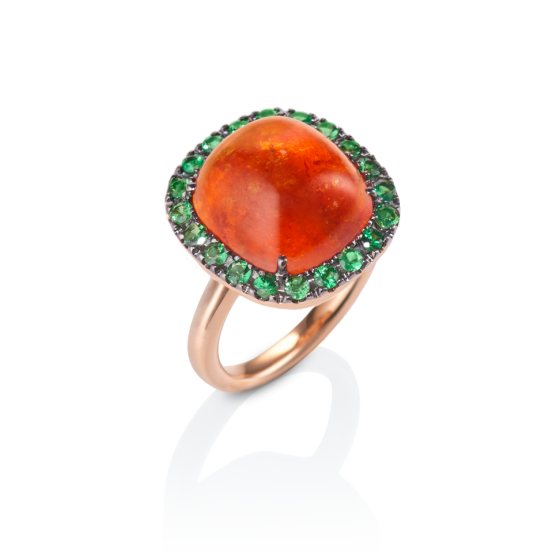 INDIAN SUMMER Ring garnet-ring 16 carat Indian summer mandarin garnet gold-ring with mandarin garnet cabochon 16 carat zavorite 750 white gold rose-gold ring zavorite gold ring engagement-rings from munich