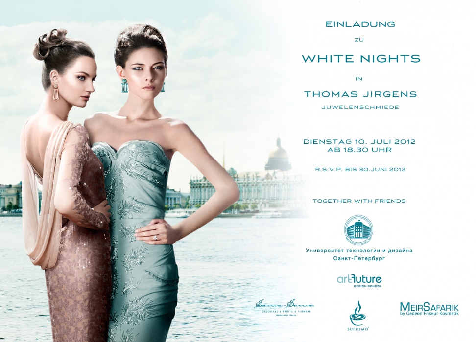 Event Juwelenschmiede Zusammenarbeit mit Universität für Modedesign St. Petersburg präsentiert Thomas Jirgens WHITE NIGHTS Kollektion neue WHITE NIGHTS-CLEAR CRYSTALS Kampagne