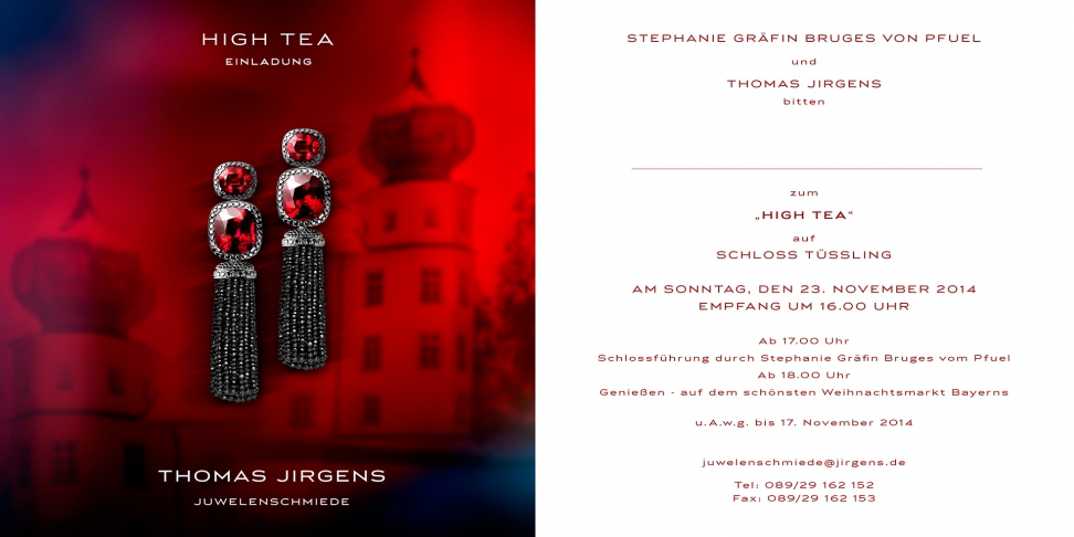 Event Juwelenschmiede THOMAS JIRGENS Juwelier Goldschmied Tea mit Stephanie Gräfin Bruges von Pfuel Talbot Runhof Fashion auf Schloss Tüssling