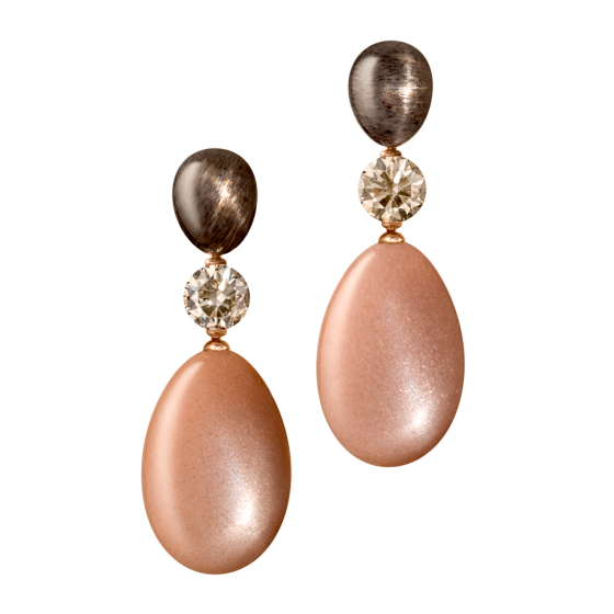 APRICOT Earrings apricot apricot-earrings moonstone-earrings diamond-earrings with moonstone cabochons diamonds 750 rose gold diamond-moonstone-earrings rose-gold-earrings gold earrings